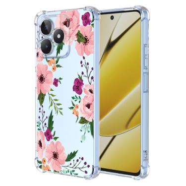 Imagem de RRXSYXL Capa para Oppo Realme C53, Realme C51 4G, Realme Note 50 com estampa floral transparente, capa macia à prova de choque, flor de cerejeira, C53