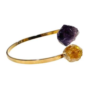 Imagem de Bracelete Pulseira Pedra Natural Ametista Citrino Ajustável - Equilíbr