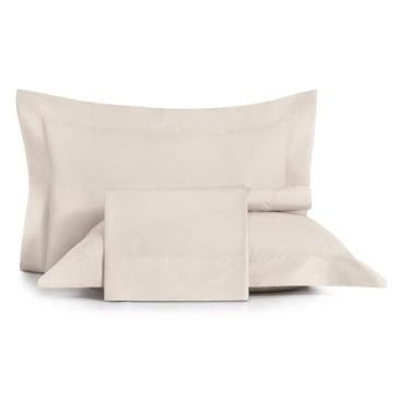 Imagem de Jogo de Cama Casal 4 Peças Altenburg Algodão Lux 200 Fios Bege Delavé