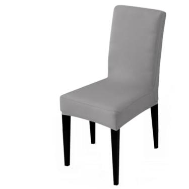 Imagem de Capa para cadeira elástica de 1/2/4/6 peças, capa universal ajustável para cadeiras de jantar, capa de assento resistente à cor para casa (6 peças/prateada)