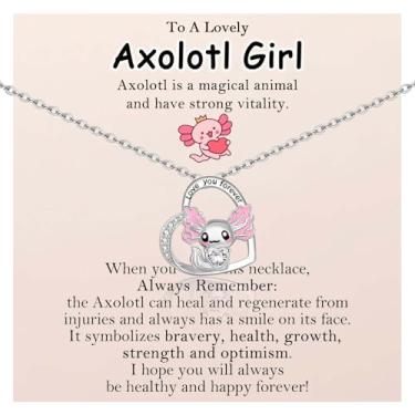 Imagem de Colar axolote presentes para meninas, pingente de axolote fofo, joias para meninas, crianças, aniversário, Natal, Dia dos Namorados, Páscoa, formatura, regresso às aulas, presente para meninas, Aço