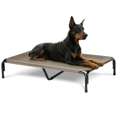 Imagem de PVY Cama elevada para cães ao ar livre, berço elevado 3GG com malha lavável, camas refrescantes para animais de estimação, rede para cães à prova de mastigação, estrutura de metal plataforma elevada