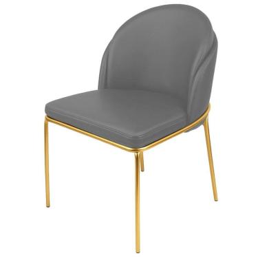 Imagem de Cadeira para Sala de Jantar Couro e Metal Aurora Cinza