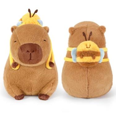 Imagem de Brinquedo de pelúcia Ditucu Cute Capivara com mochila de abelha para c