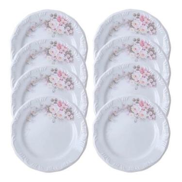 Imagem de 8 Pratos Rasos De Jantar Porcelana Schmidt Eterna - Porcelanas Schmidt