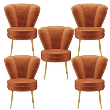 Imagem de Conjunto 5 Cadeiras para Mesa de Jantar Tecido Veludo Resistente Pés de Ferro MOBLAN decor (Terracota)