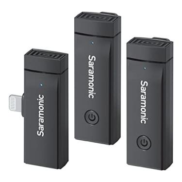 Imagem de Saramonic Microfone de lapela sem fio Blink GO D2 para iPhone iPad, mini microfone de lapela sem fio de canal duplo de 2,4 GHz para YouTube, Facebook, transmissão ao vivo, entrevista, vlog, gravação