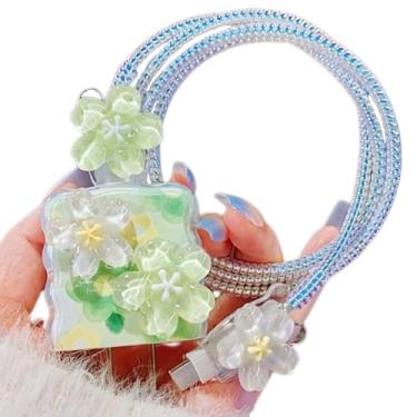 Imagem de Lindo protetor de cabo floral para iPhone iPad 18W/20W, capa de carregador floral elegante 3D, protetor de fio de linha de dados, protetor de cabo de carregamento DIY para iPhone 12 13 14 15 16 Plus