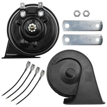 Imagem de JOYCOURT Buzina de caracol, buzina elétrica à prova d'água de 12 V, kit de substituição universal de buzina de caracol de tom duplo alto para trem, caminhão, motocicleta, carro, trailer, SUV