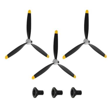 Imagem de RCkuler 3 Sets of 3-Blade Propeller Spare RC Plane Propellers, Compatible for Volantexrc 4 Channel F4U Corsair Rc Airplane, Replacement Nose Cone Kit Props, with Savers and Adapters