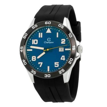 Imagem de Relógio Masculino Champion Prata Preto Pulseira Silicone Original Resi