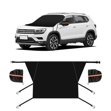 Imagem de Augeny Capa para para-brisa traseiro de carro, cobertura de gelo de neve, para-brisas traseiro antifurto, para-sol e geada, capa de para-brisa traseira protege contra neve, gelo e geada para a maioria dos veículos (4 ganchos)