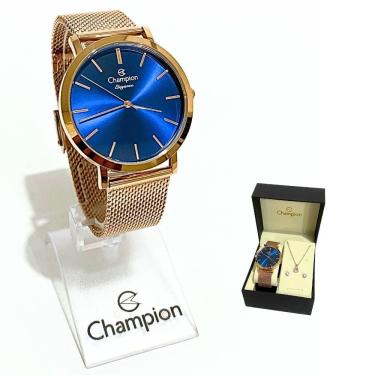 Imagem de Relógio Champion Feminino Analógico Rosé Kit Cn20819K