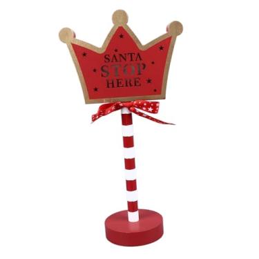 Imagem de TOPINCN LED Papai Stop Here Tree Topper Wooden Christmas Sign Decor Com Luzes Quentes para Decorações de Festas de Jardim de Quintal de Férias (Coroa)