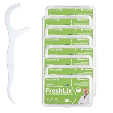 Imagem de FRESHLIX Palhetas de fio dental 400 unidades de palitos de dente para remover placa bacteriana e proteger gengivas para adultos e crianças limpeza de dentes