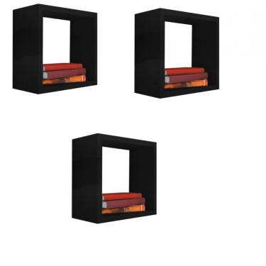 Imagem de Kit 3 Nicho Decorativo 40X40X20 cm Preto Em Mdf