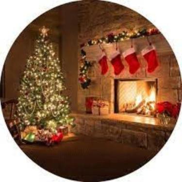 Imagem de Painel Redondo Natalino Capa Estampada De Árvore De Natal Decoração Pa