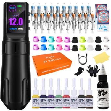 Imagem de Kit de tatuagem KVM, caneta de tatuagem multifuncional com tela IPS