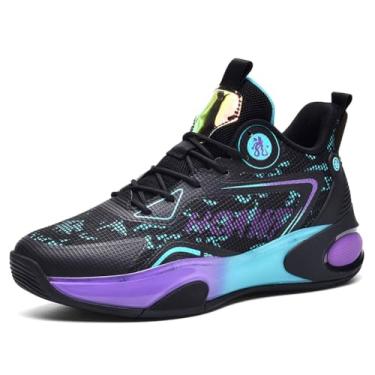 Imagem de Novetra Tênis de basquete masculino malha respirável para treinamento profissional em ambientes internos e externos(Black,34 BR)