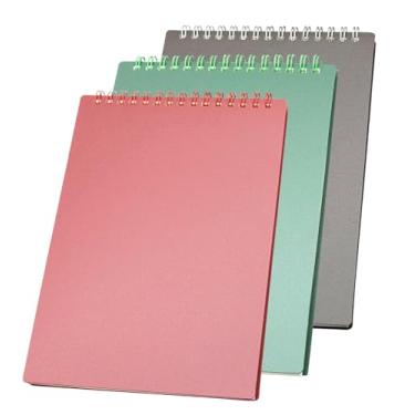 Imagem de YIHUANYIFA Steno Cadernos espirais encadernados na parte superior 80 folhas de esteno capas de plástico grossas para escrever notas em listas, escola, escritório, casa (A5 3 peças pautadas escuras)