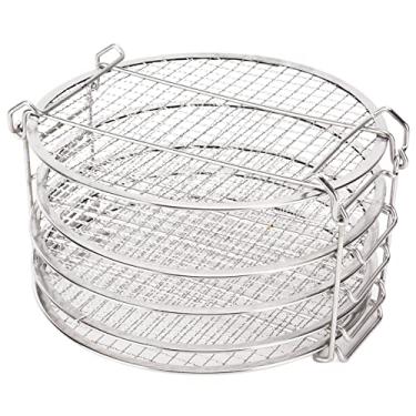 Imagem de Luqeeg Rack de desidratador empilhável de 5 níveis, acessórios de prateleira de aço inoxidável removível com luvas antiqueimaduras para frutas, vegetais e carne