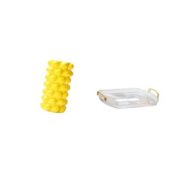 Imagem de Fenteer Vaso de Flores de Porcelana E Bandeja Retangular Nórdica para Enfeites de Mesa, Plantas, Recipiente de Flores, Mesa, Sala de Estar, Sala de Jantar, Es