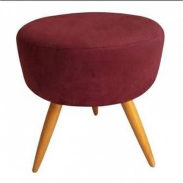 Imagem de Puff Redondo Pés Palito Vinho / Bordô - SMF DECOR