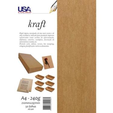 Imagem de Papel KRAFT Natural A4 240G - Pacote com 50 Folhas - Usa Folien