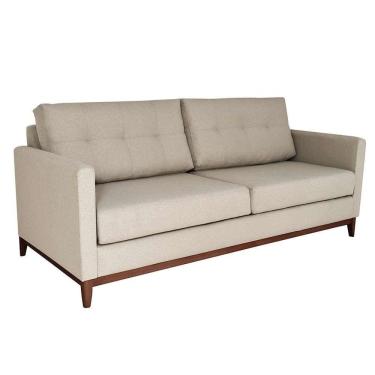 Imagem de sofá 3 lugares carlo veludo bege e imbua 180 cm