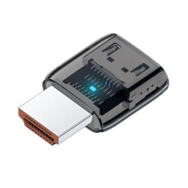 Imagem de xiwai Adaptador HDMI macho para HDMI 2.1 fêmea UHD 8K 60hz HDTV conversor extensor transparente com luz LED inteligente para monitor e projetor de TV