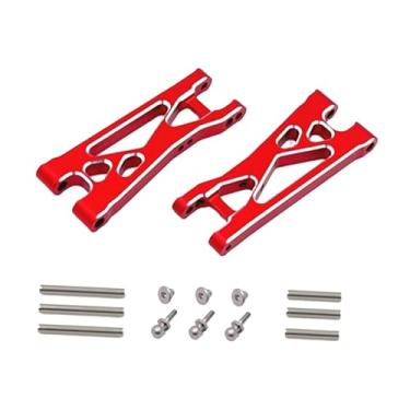 Imagem de Almencla 2x Braços de Suspensão Traseiros Inferiores para Carro RC - Acessórios de Alta Resistência para Carro de Modelismo RC para Wltoys 244016 na Escala, Prata Vermelha