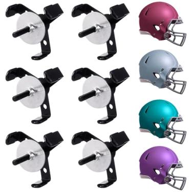 Imagem de Fiwochic 6 peças de suporte de parede oculto para capacete de futebol americano, suporte de cabide de metal resistente para capacetes completos e minicapacetes, suporte de prateleira de capacete