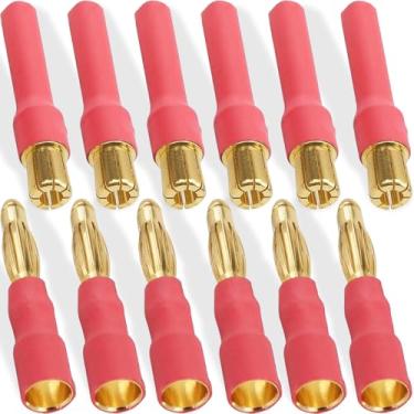 Imagem de DKARDU 12 conectores bala de 4 mm para conector banana de 6 mm sem fio 6 mm a 4 mm plugue bala banana macho adaptador fêmea, para motor ESC RC carro barco FPV