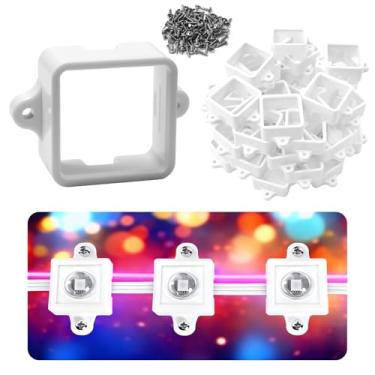 Imagem de 100 peças de suportes de montagem brancos, clipes de luz com parafusos, serve para Govee RGBIC LED luzes LED permanentes para ambientes externos não Pro/Original H705, versão Elite H805, para várias