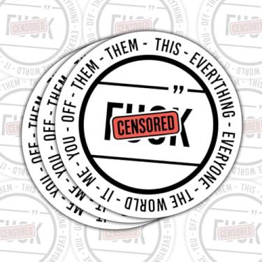 Imagem de 3 peças de adesivos censurados com palavras F, decalque de vinil engraçado com conteúdo explícito de humor adulto, círculo sarcástico para laptop, garrafa de água, carro, caderno, dormitório