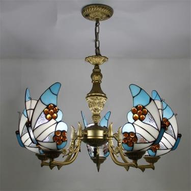 Imagem de Lustre contemporâneo de luxo com borboletas, LED, estilo americano criativo, para sala de estar, restaurante, quarto, casa de campo, hotel, café, bar, karaokê, clube. Luminária pendente de v