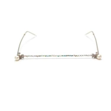 Imagem de WYSJYBHJ Óculos de sol de strass pérola sem lente armação de óculos de sol com armação de diamante exclusiva, joia para mulheres.