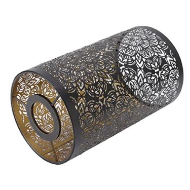 Imagem de Ferro Forjado Oco Escultura Em Metal Padrão Circular Cilíndrico E27 E26 Abajur Decorativo Destacável para Abajur de Mesa