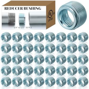 Imagem de Gisafai Pacote com 50 buchas redutoras de 3/10.2 cm a 1/5.1 cm buchas rosqueadas redutoras de aço galvanizado para conexões de conduíte elétrico