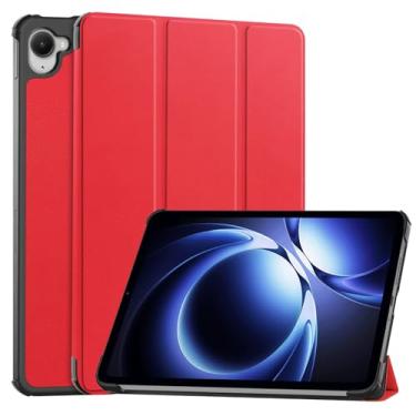 Imagem de Capa para tablet Xiaomi Pad Mini de 8,8 polegadas – Capa protetora de couro PU premium com suporte dobrável, compartimento para caneta de cor contrastante, hibernar/despertar automático, leve, à prova