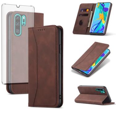 Imagem de Asuwish Capa carteira flip para celular Huawei P30 Pro com protetor de tela de vidro temperado, fecho magnético, suporte para cartão de crédito, suporte para celular, acessórios Havaí P30Pro P 30