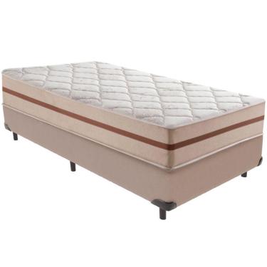 Imagem de Cama Box Bege E Colchão Classic 22 Cm Molas Ensacadas Solteiro Anjos