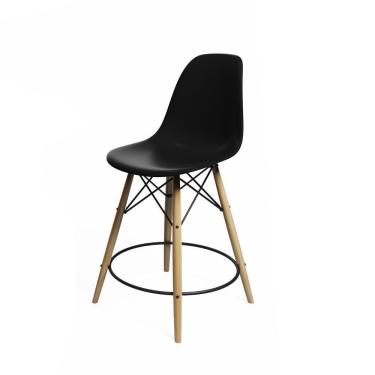 Imagem de Banqueta Eames Eiffel De Madeira Assento Preto
