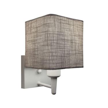 Imagem de Arandela Quadrada Md-2006 Branco Cúpula Em Tecido Rustico Cinza - Bivolt