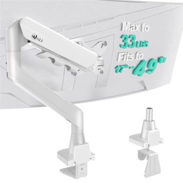 Imagem de WALI Braço de monitor único com suporte de mesa para telas de 17 a 49 polegadas – comporta até 15 kg, suporte de monitor VESA totalmente ajustável, mola a gás resistente para jogos e escritório em