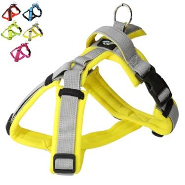 Imagem de 【Hakusan】 Série Zero Harness Mesh, Peitoral para Cachorros, Acolchoado, Ajustável, Design Sem Puxar, Segurança, Marca Japonesa, Cachorro Grande, (Mesh/Amarelo × Cinza, G)