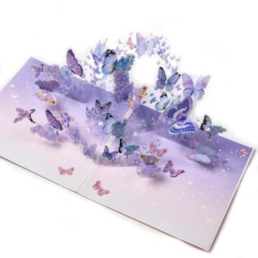 Imagem de FIAMR Cartão de felicitações de borboleta pop-up 3D com detalhes de entalhe em papel a laser, cartão de felicitações requintado, com notas adesivas e envelopes. Cartão pop-up adequado para todas as