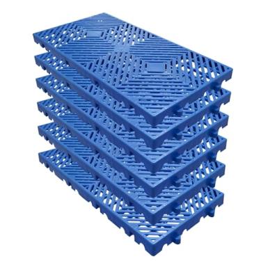 Imagem de Paletes de plástico resistente - 6 peças de almofadas de armazenamento leves à prova d'água, empilháveis e empilháveis, design de grade ventilada para armazém/garagem/exterior