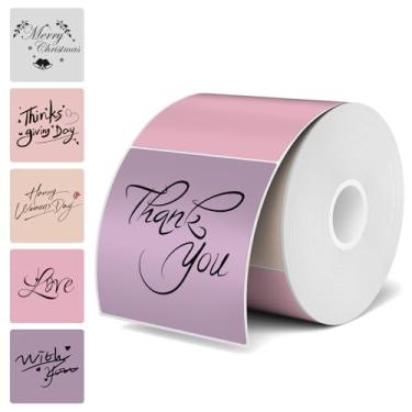 Imagem de Etiquetas adesivas térmicas quadradas de 5 cm, gradiente rosa, 200 peças