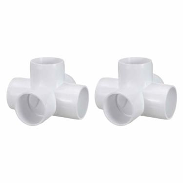 Imagem de Kozelo Pacote com 2 encaixes de tubulação de cotovelo de PVC SCH40 de 1/5.1 cm, encaixe cruzado de saída lateral de canto de cotovelo de PVC de 5 vias, conectores de tubo de grau de móveis para